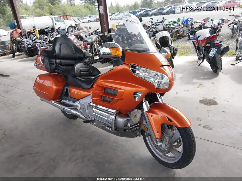2002 Honda Gl1800 VIN: 1HFSC47022A110841 Lot: 45136313
