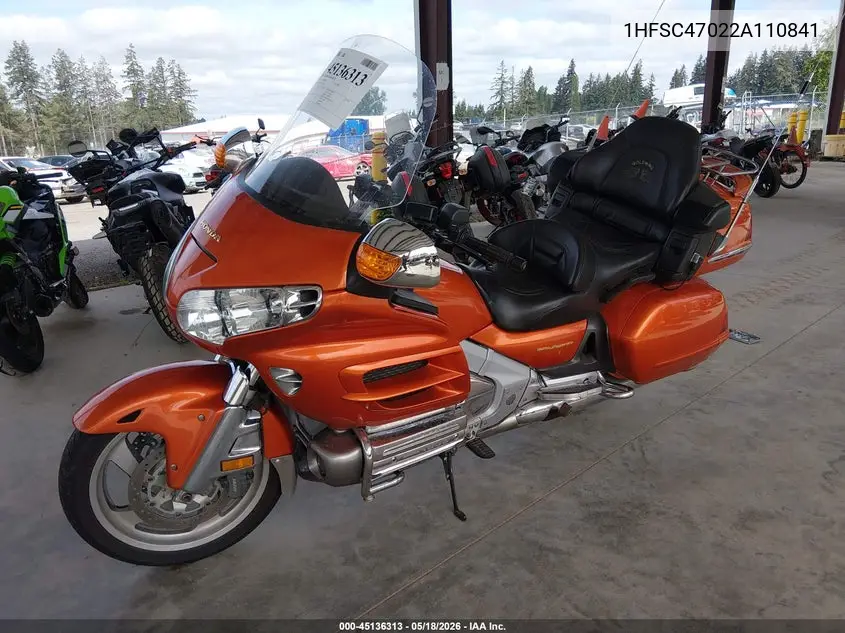 2002 Honda Gl1800 VIN: 1HFSC47022A110841 Lot: 45136313