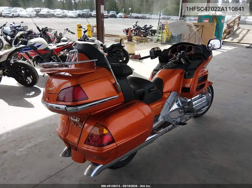 2002 Honda Gl1800 VIN: 1HFSC47022A110841 Lot: 45136313