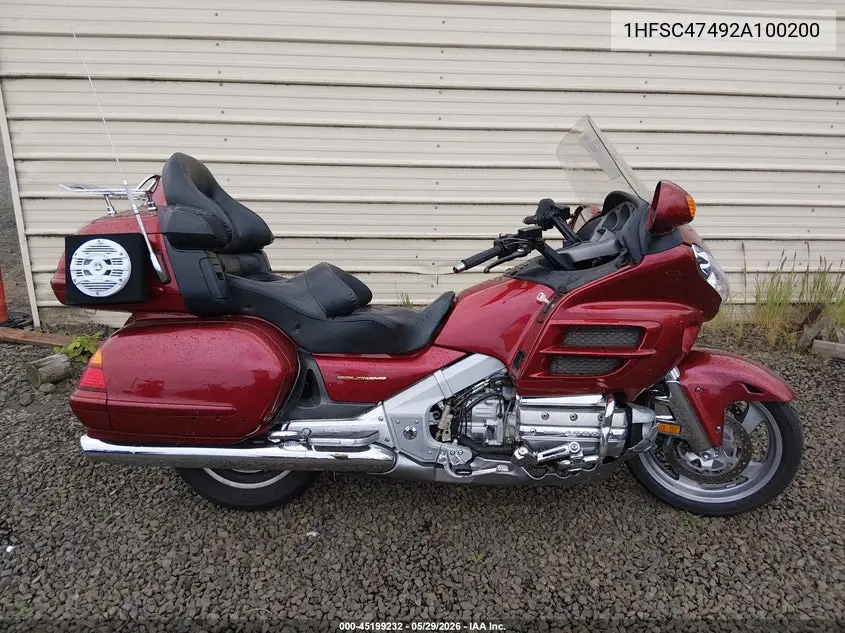 2002 Honda Gl1800 A VIN: 1HFSC47492A100200 Lot: 45199232
