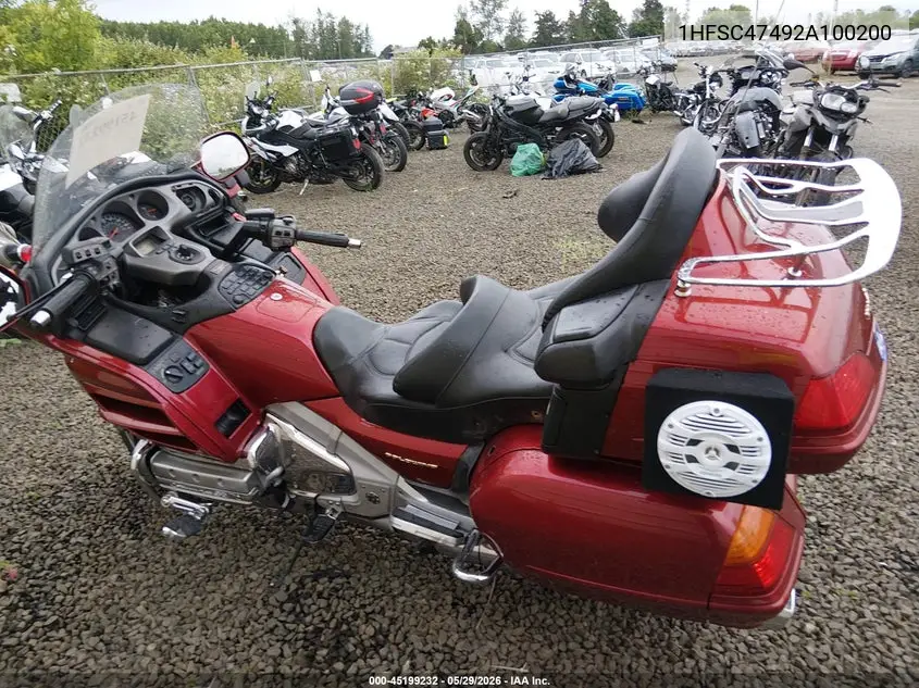2002 Honda Gl1800 A VIN: 1HFSC47492A100200 Lot: 45199232
