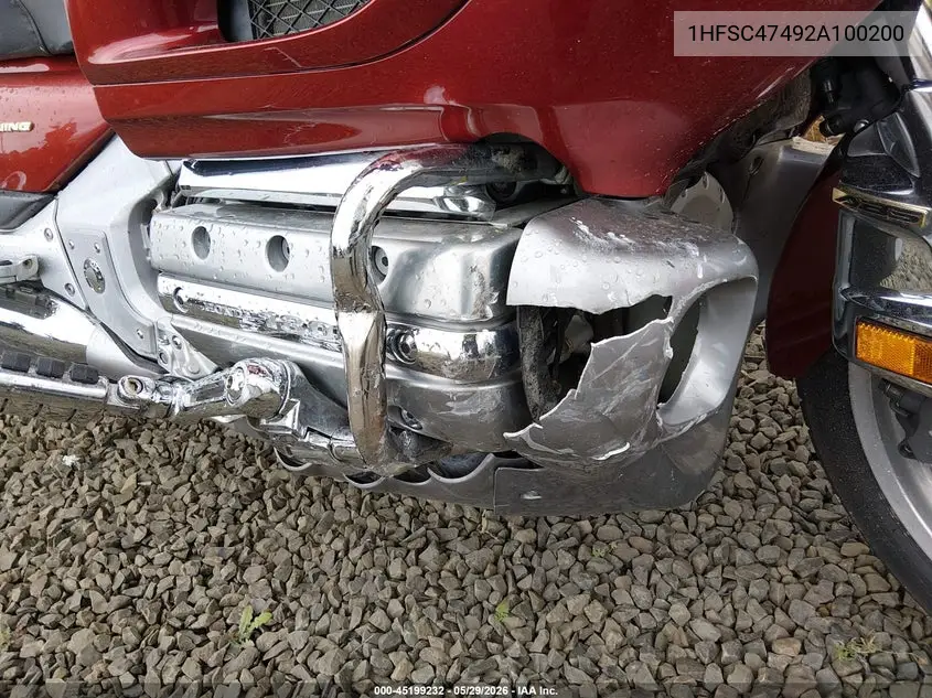 2002 Honda Gl1800 A VIN: 1HFSC47492A100200 Lot: 45199232