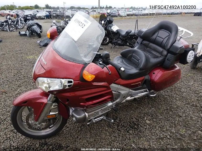 2002 Honda Gl1800 A VIN: 1HFSC47492A100200 Lot: 45199232