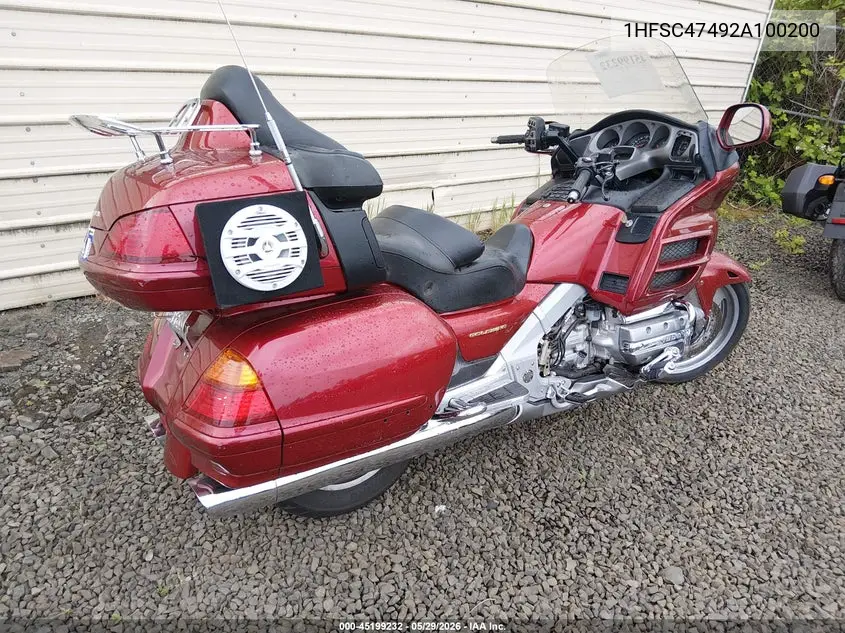 2002 Honda Gl1800 A VIN: 1HFSC47492A100200 Lot: 45199232