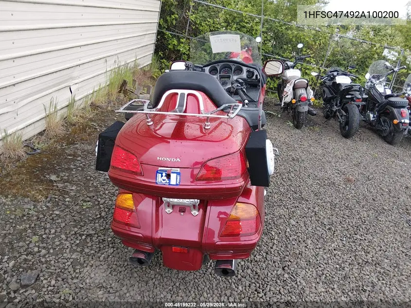 2002 Honda Gl1800 A VIN: 1HFSC47492A100200 Lot: 45199232