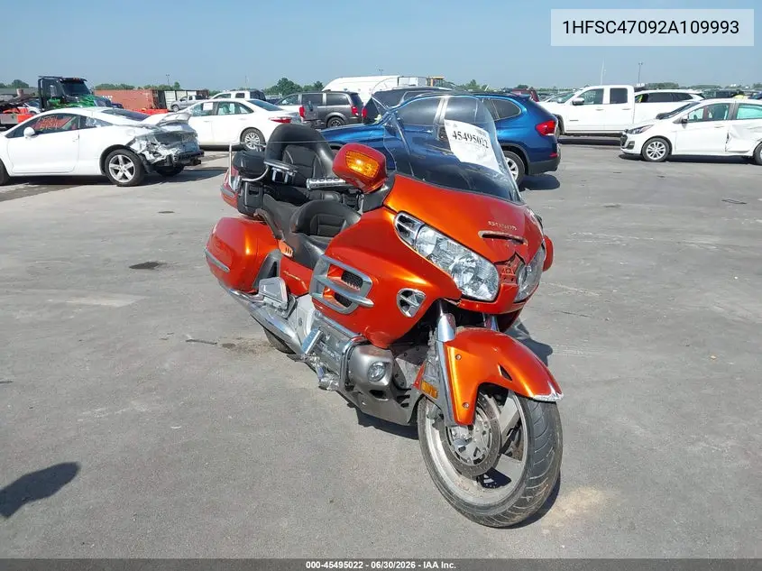 2002 Honda Gl1800 VIN: 1HFSC47092A109993 Lot: 45495022