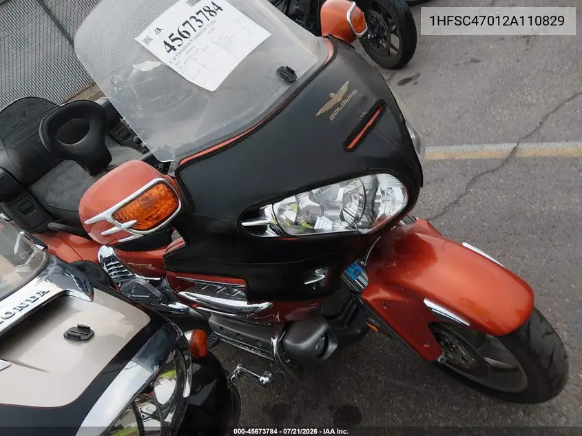 2002 Honda Gl1800 VIN: 1HFSC47012A110829 Lot: 45673784