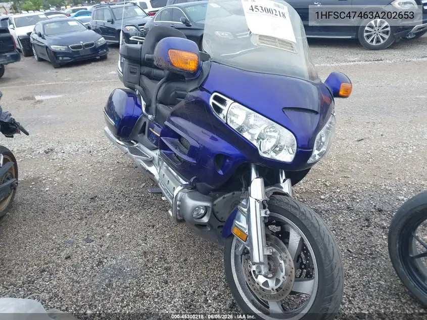 2003 Honda Gl1800 A VIN: 1HFSC47463A202653 Lot: 45300218