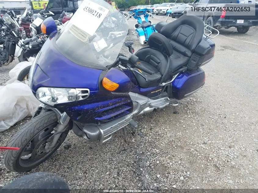 2003 Honda Gl1800 A VIN: 1HFSC47463A202653 Lot: 45300218