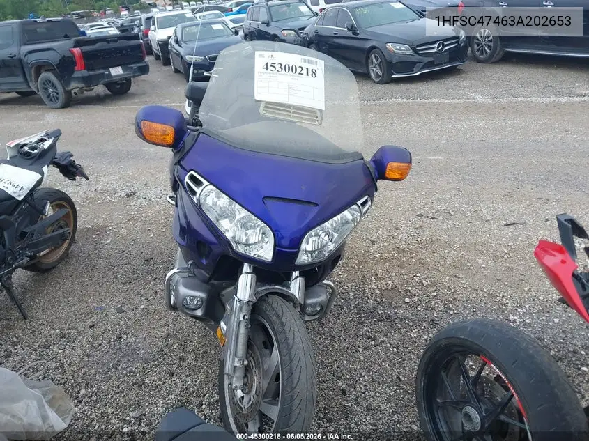 2003 Honda Gl1800 A VIN: 1HFSC47463A202653 Lot: 45300218