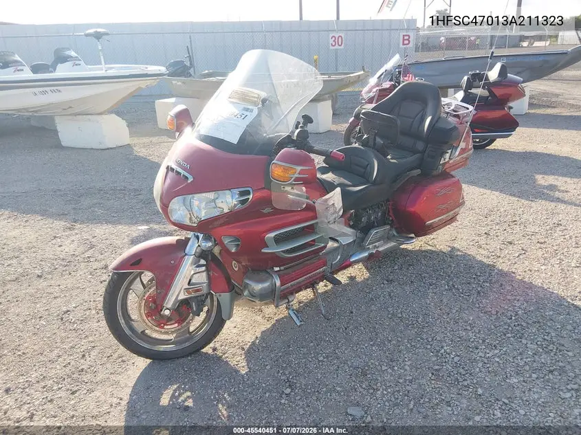 2003 Honda Gl1800 VIN: 1HFSC47013A211323 Lot: 45540451