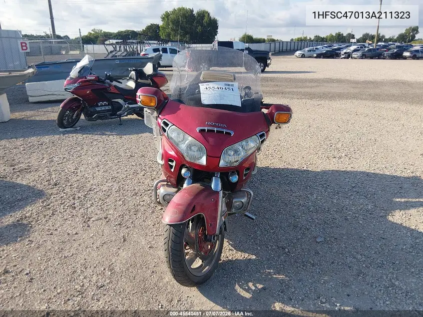 2003 Honda Gl1800 VIN: 1HFSC47013A211323 Lot: 45540451