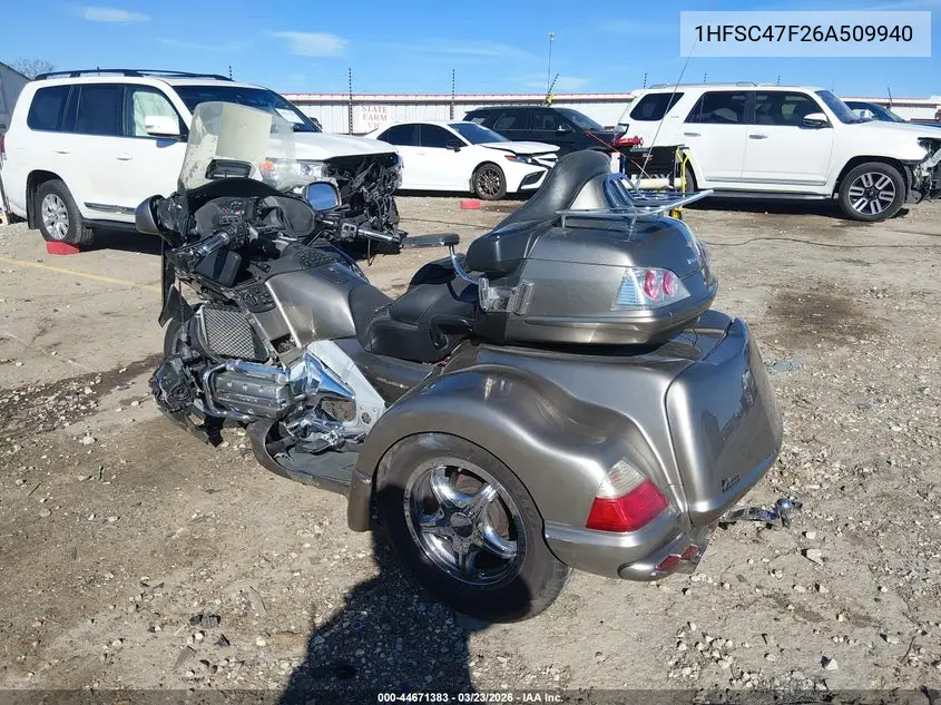 2006 Honda Gl1800 VIN: 1HFSC47F26A509940 Lot: 44671383