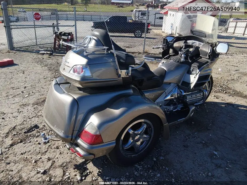 2006 Honda Gl1800 VIN: 1HFSC47F26A509940 Lot: 44671383