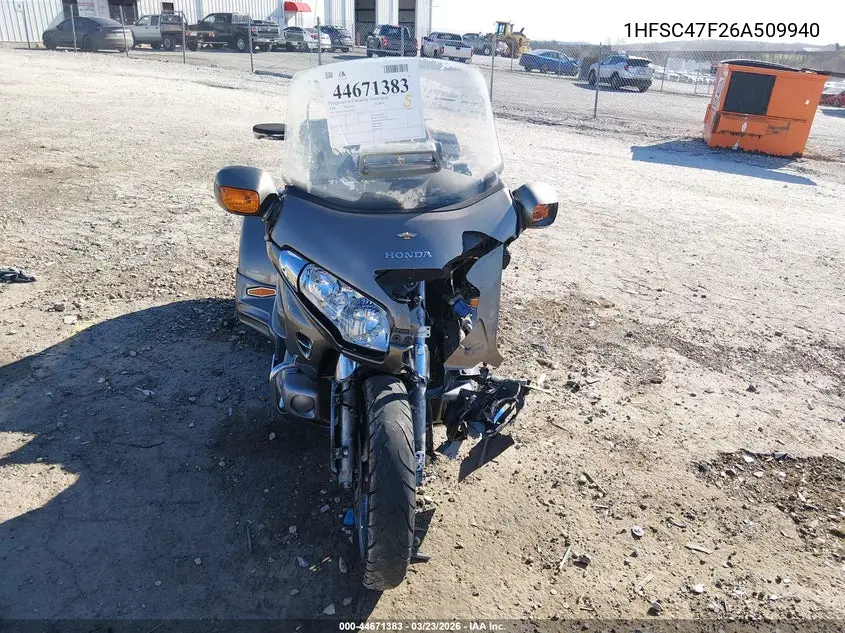 2006 Honda Gl1800 VIN: 1HFSC47F26A509940 Lot: 44671383