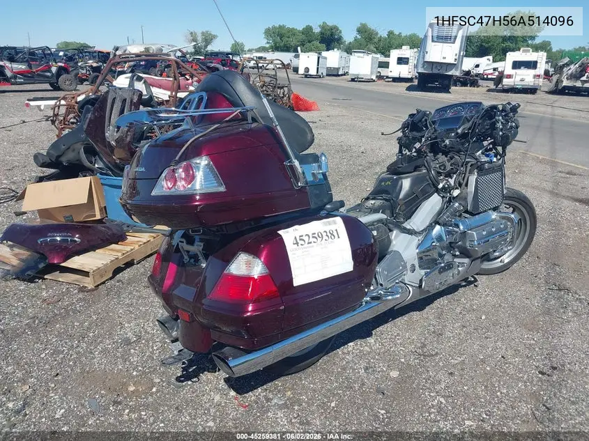 2006 Honda Gl1800 VIN: 1HFSC47H56A514096 Lot: 45259381