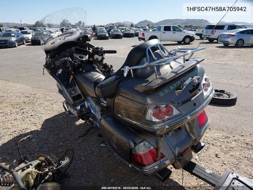 2008 Honda Gl1800 VIN: 1HFSC47H58A705942 Lot: 45192216