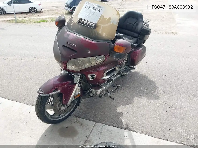 2009 Honda Gl1800 VIN: 1HFSC47H89A803932 Lot: 45175875