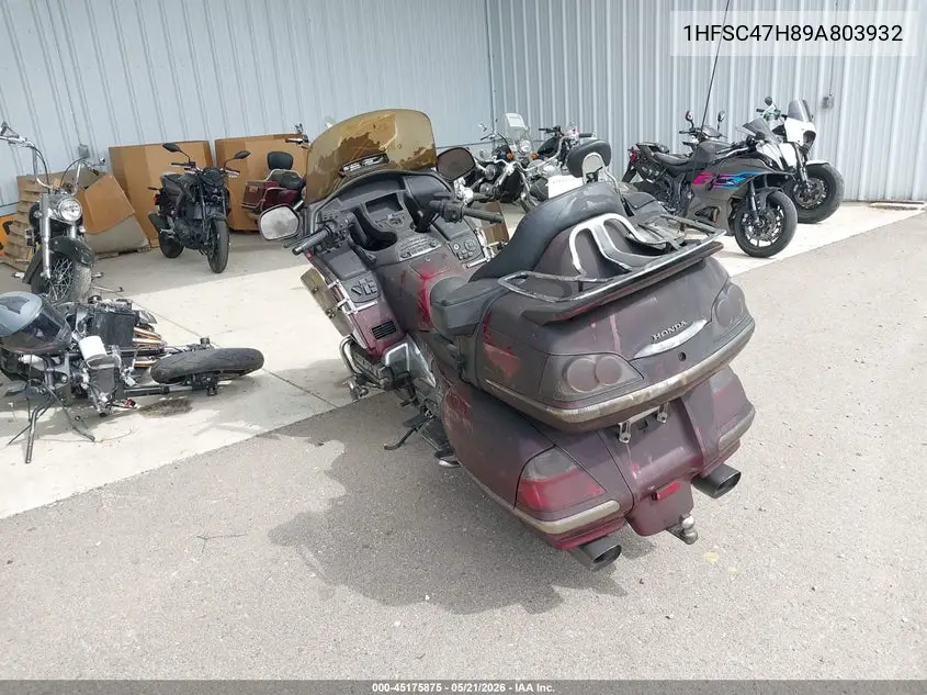 2009 Honda Gl1800 VIN: 1HFSC47H89A803932 Lot: 45175875