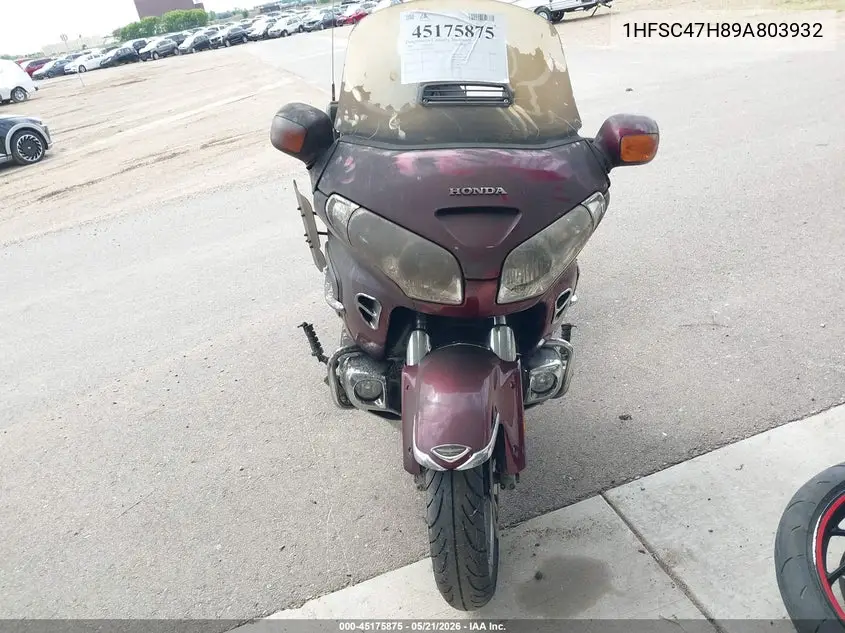 2009 Honda Gl1800 VIN: 1HFSC47H89A803932 Lot: 45175875