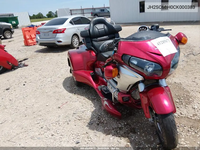 2012 Honda Gl1800 VIN: JH2SC68H0CK000383 Lot: 45285673