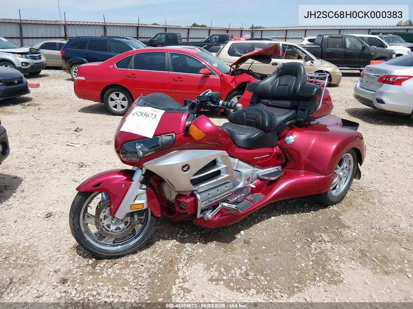 2012 Honda Gl1800 VIN: JH2SC68H0CK000383 Lot: 45285673
