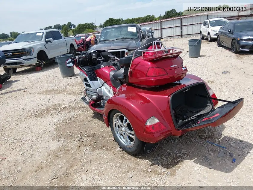 2012 Honda Gl1800 VIN: JH2SC68H0CK000383 Lot: 45285673