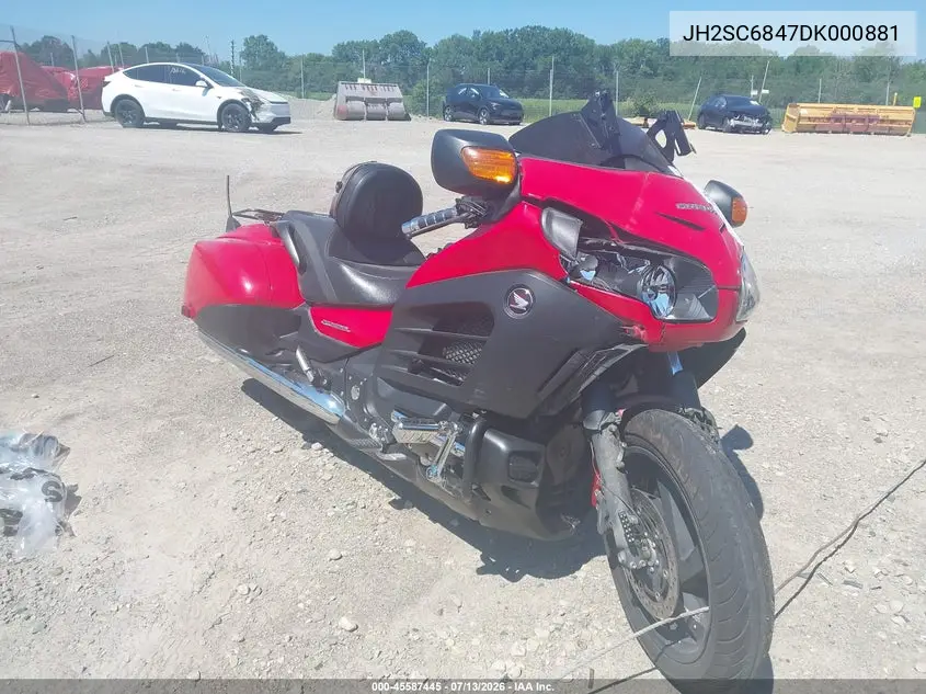 2013 Honda Gl1800 B VIN: JH2SC6847DK000881 Lot: 45587445