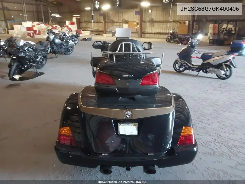 2016 Honda Gl1800 VIN: JH2SC68G7GK400406 Lot: 43746573
