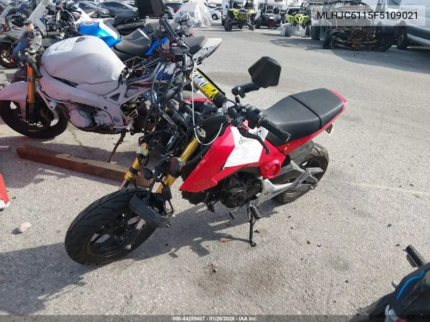 2015 Honda Grom 125 VIN: MLHJC6115F5109021 Lot: 44259407