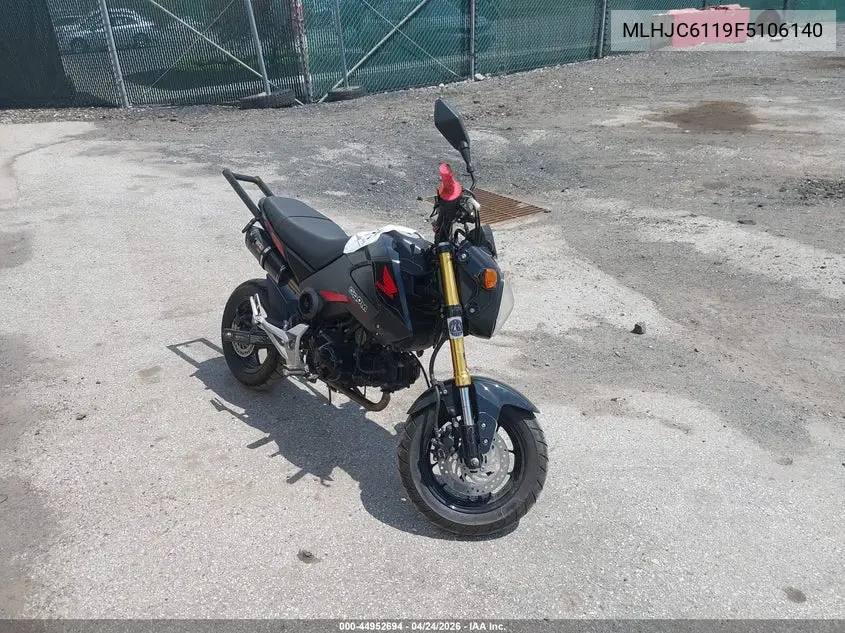 2015 Honda Grom 125 VIN: MLHJC6119F5106140 Lot: 44952694