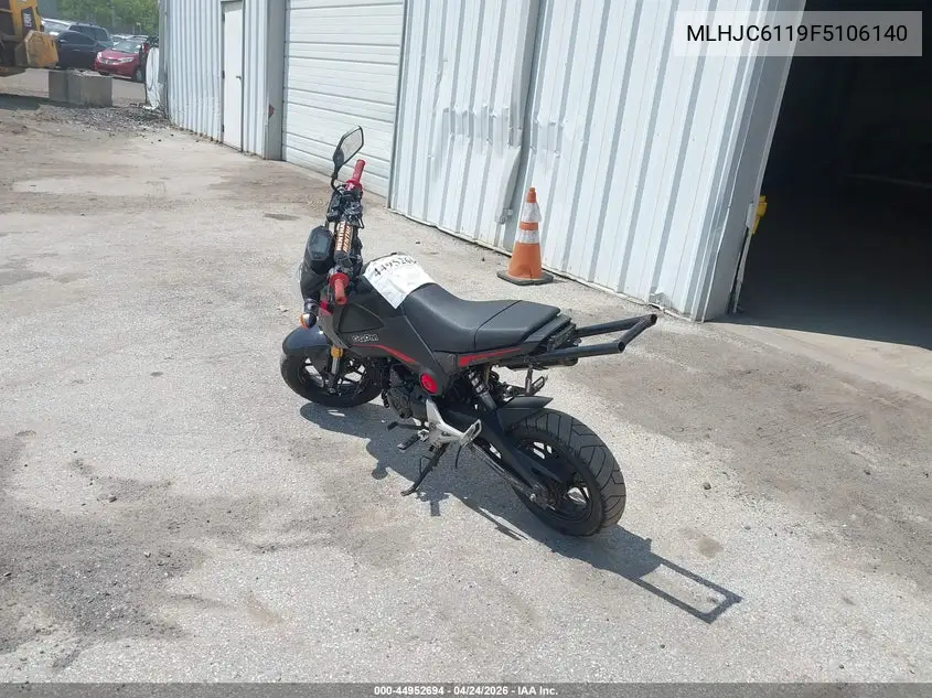 2015 Honda Grom 125 VIN: MLHJC6119F5106140 Lot: 44952694