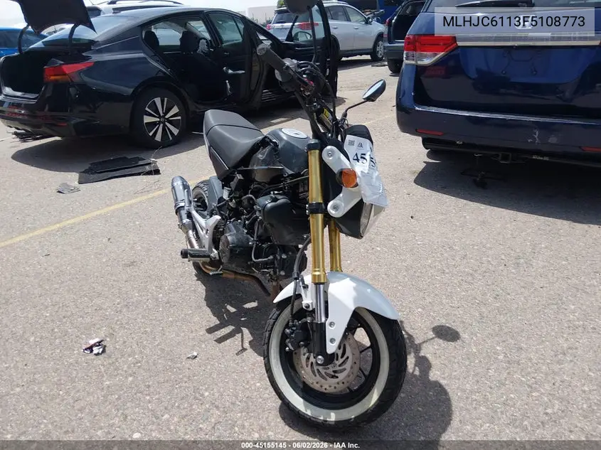 2015 Honda Grom 125 VIN: MLHJC6113F5108773 Lot: 45155145