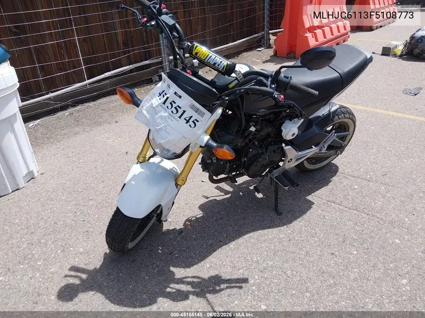 2015 Honda Grom 125 VIN: MLHJC6113F5108773 Lot: 45155145