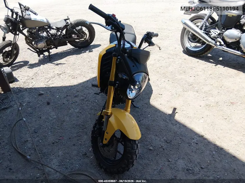 2015 Honda Grom 125 VIN: MLHJC6118F5110194 Lot: 45359687