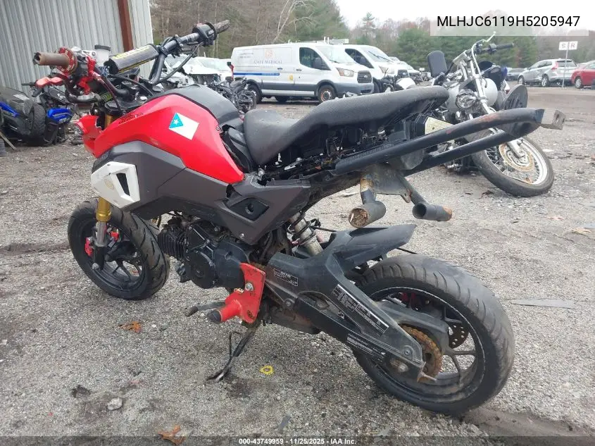2017 Honda Grom 125 VIN: MLHJC6119H5205947 Lot: 43749959