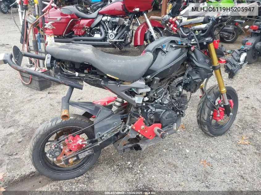 2017 Honda Grom 125 VIN: MLHJC6119H5205947 Lot: 43749959