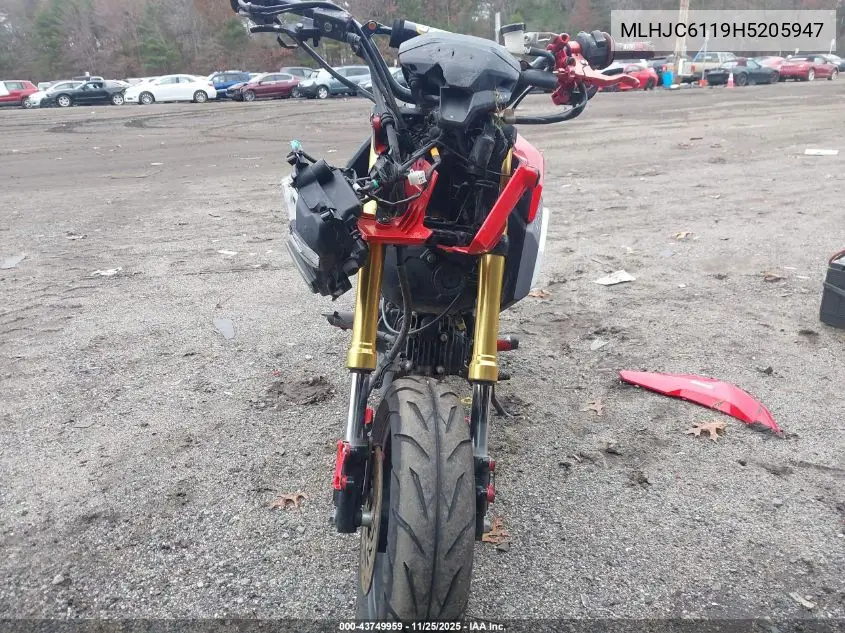 2017 Honda Grom 125 VIN: MLHJC6119H5205947 Lot: 43749959