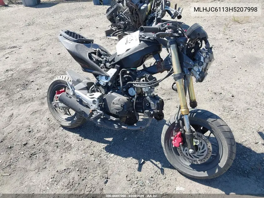 2017 Honda Grom 125 VIN: MLHJC6113H5207998 Lot: 44497068