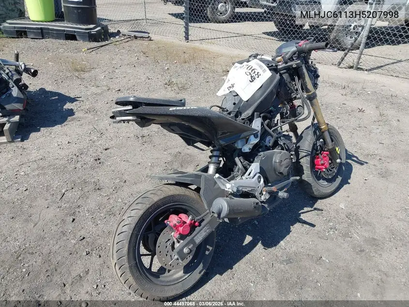 2017 Honda Grom 125 VIN: MLHJC6113H5207998 Lot: 44497068