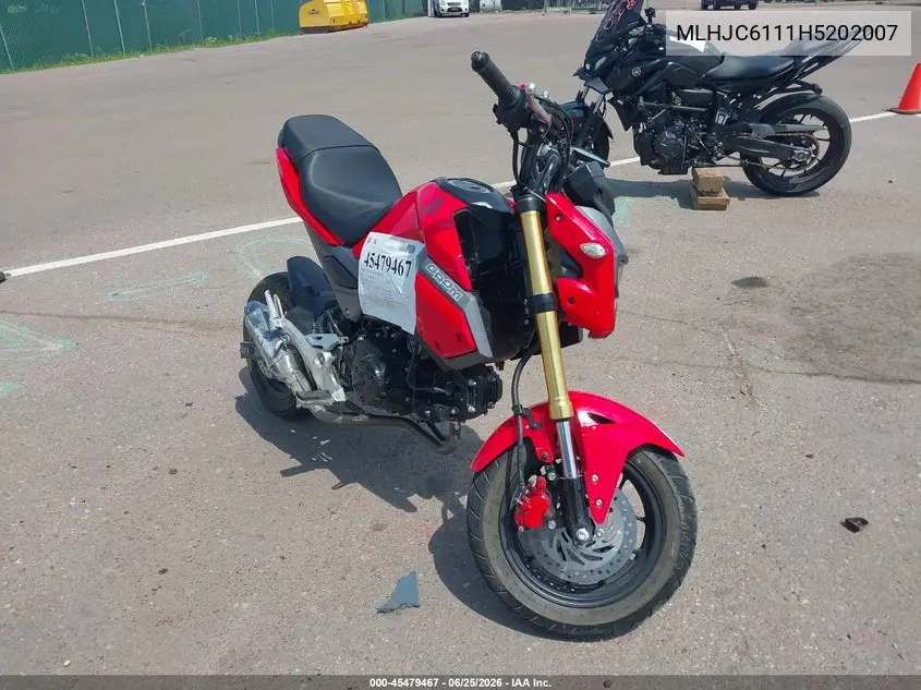 2017 Honda Grom 125 VIN: MLHJC6111H5202007 Lot: 45479467