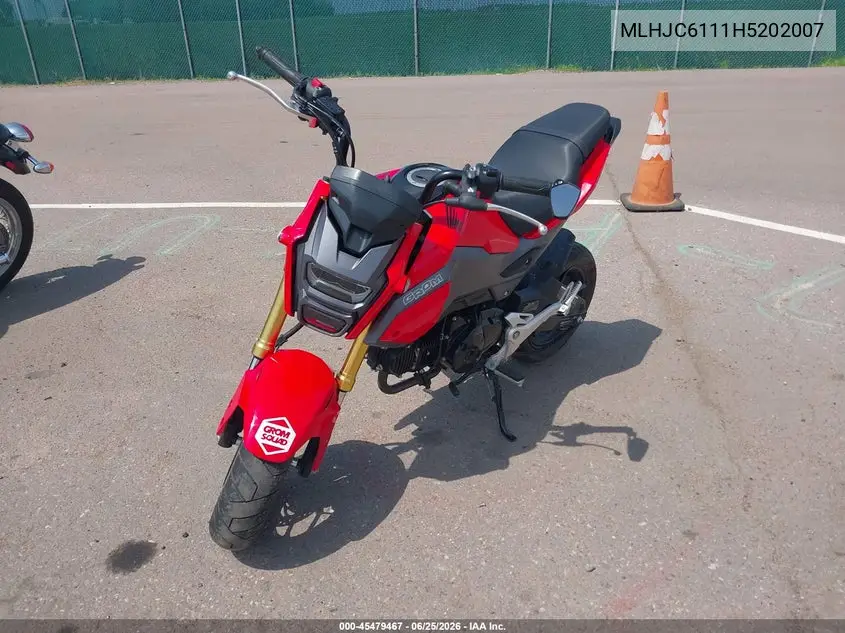 2017 Honda Grom 125 VIN: MLHJC6111H5202007 Lot: 45479467