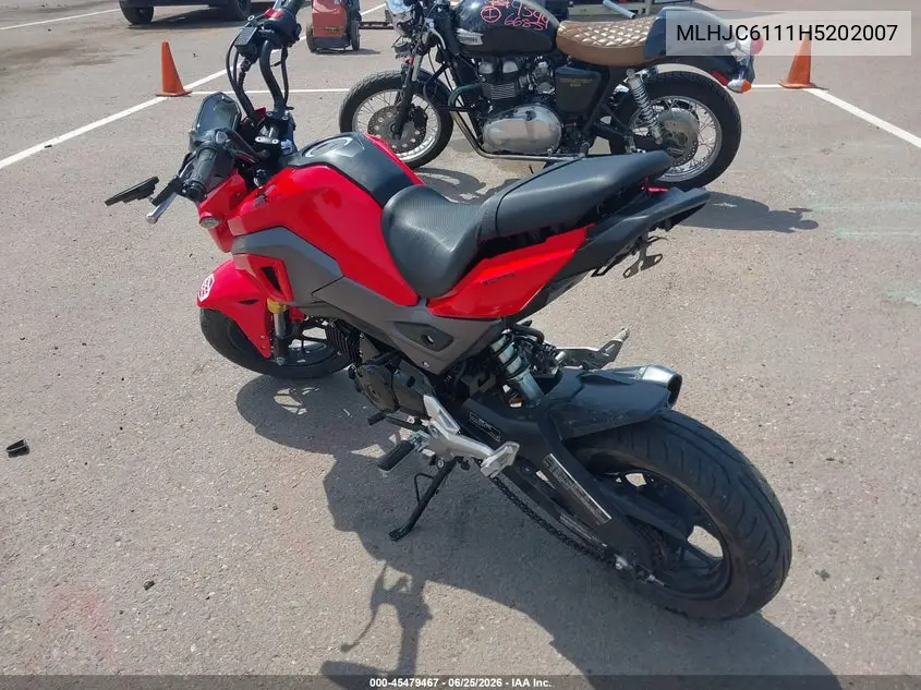 2017 Honda Grom 125 VIN: MLHJC6111H5202007 Lot: 45479467