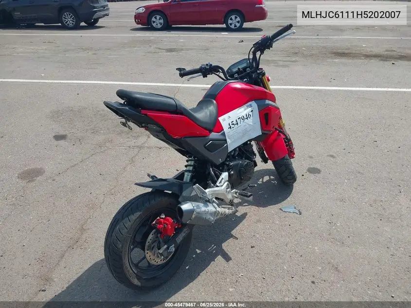 2017 Honda Grom 125 VIN: MLHJC6111H5202007 Lot: 45479467