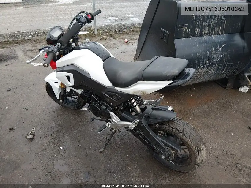 2018 Honda Grom VIN: MLHJC7516J5010362 Lot: 44581841
