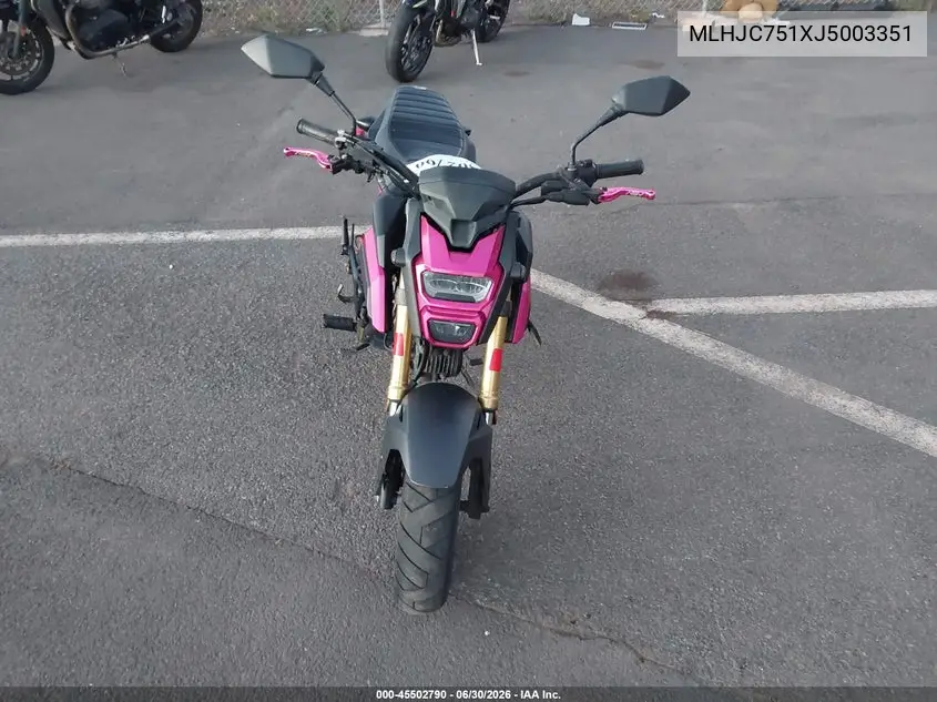2018 Honda Grom VIN: MLHJC751XJ5003351 Lot: 45502790