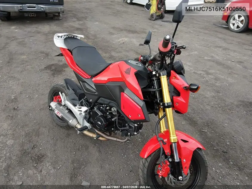 2019 Honda Grom 125 VIN: MLHJC7516K5100550 Lot: 44776687