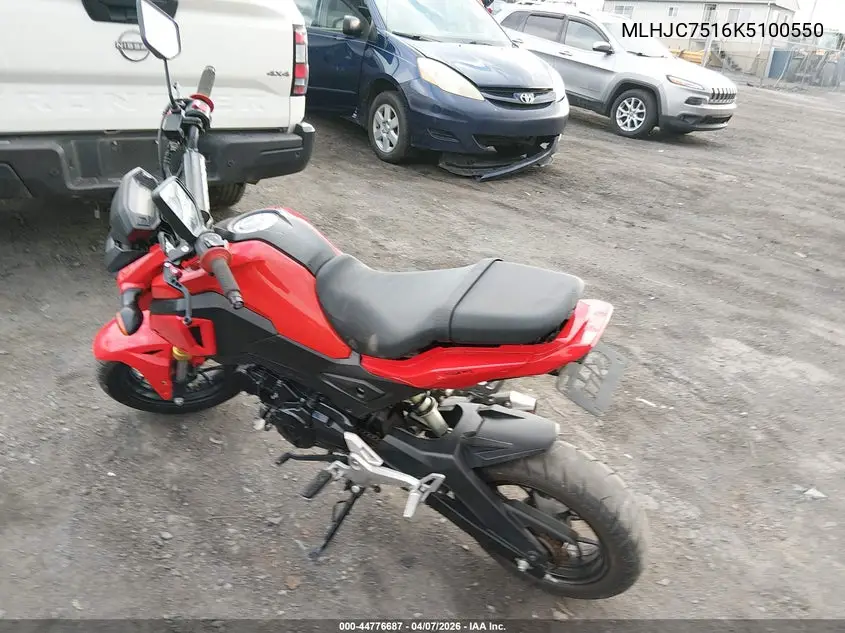 2019 Honda Grom 125 VIN: MLHJC7516K5100550 Lot: 44776687