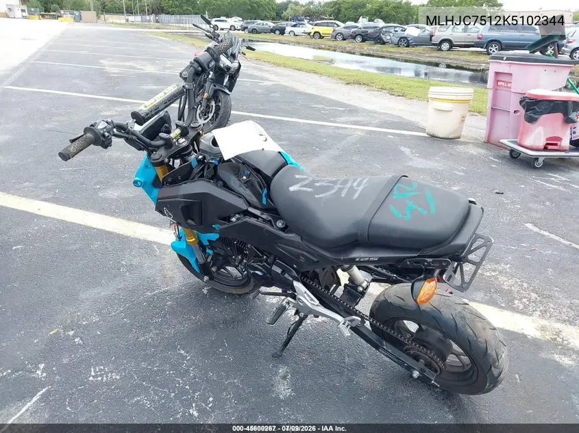 2019 Honda Grom 125 VIN: MLHJC7512K5102344 Lot: 45600267