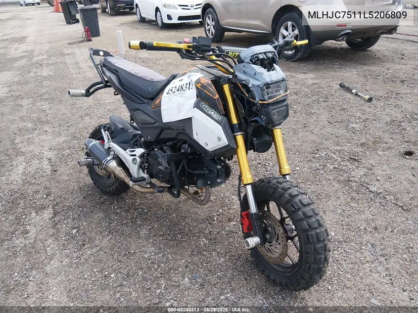 2020 Honda Grom 125 VIN: MLHJC7511L5206809 Lot: 45248313
